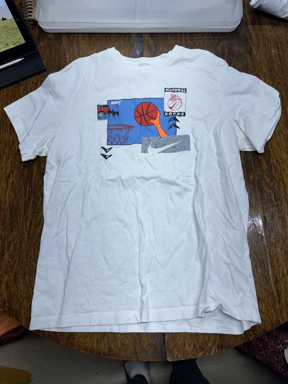 THE NIKE TEE NATURAL HOPS T-SHIRT XL Frog Basketball Logo WHITE